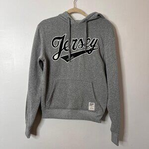 Vintage Varsity Distressed Throwback Style Pullover Hoodie – Grey – Size S